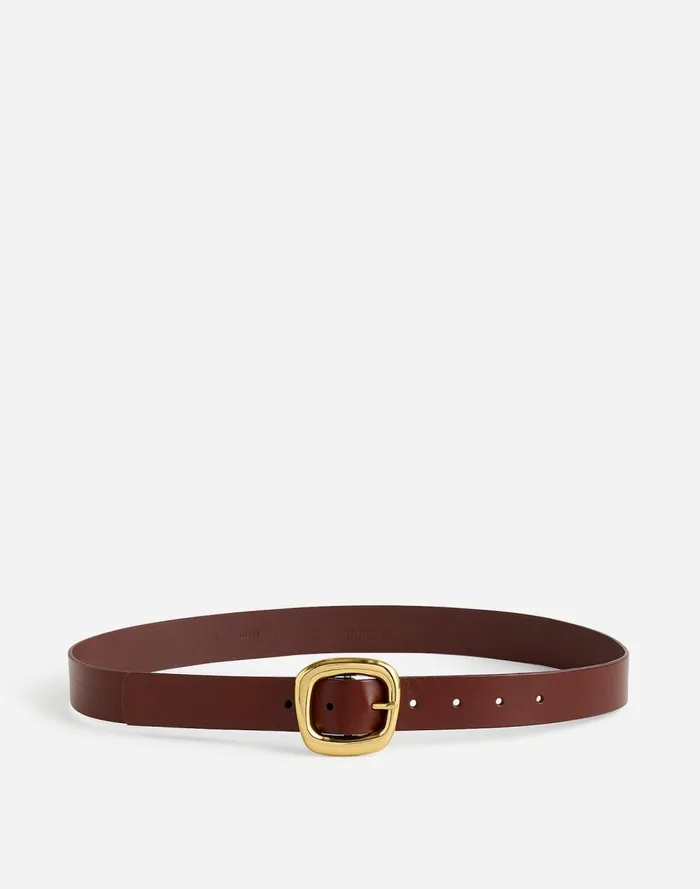 Women Belts Madewell Sculptural Buckle Leather Belt Soft Mahogany