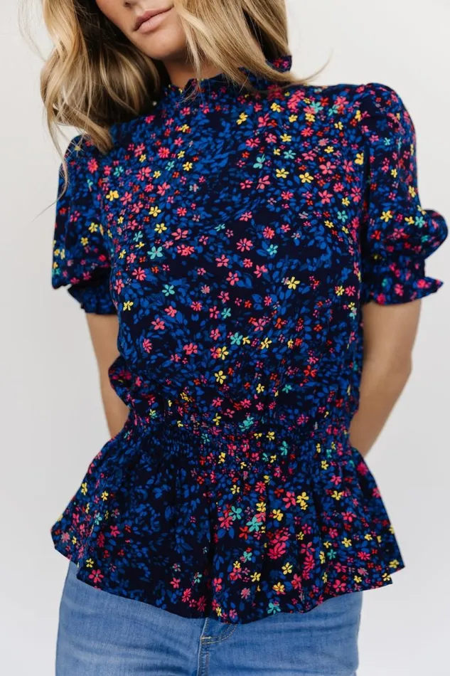 Women Beth Peplum Top Blue Multi Baltic Born Blouses and Shirts Women Beth Peplum Top Blue Multi Baltic Born Blouses and Shirts