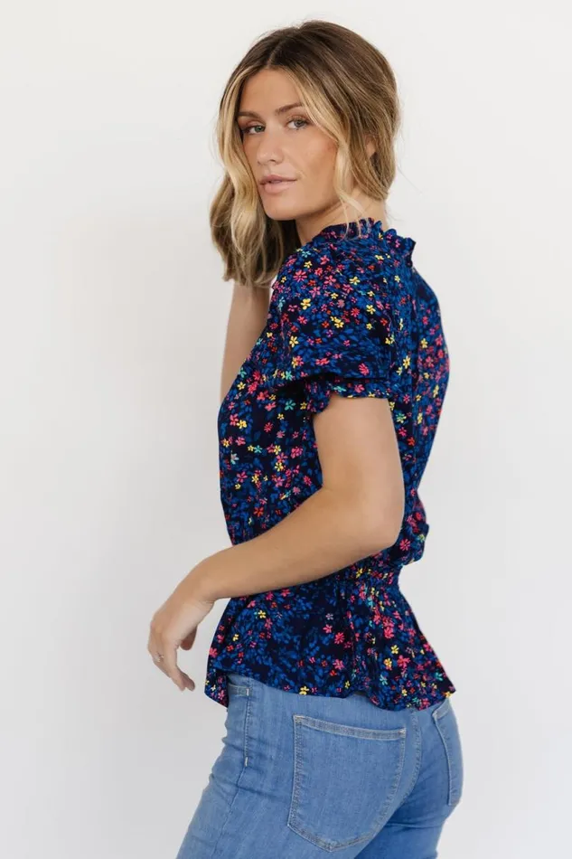 Women Beth Peplum Top Blue Multi Baltic Born Blouses and Shirts Women Beth Peplum Top Blue Multi Baltic Born Blouses and Shirts