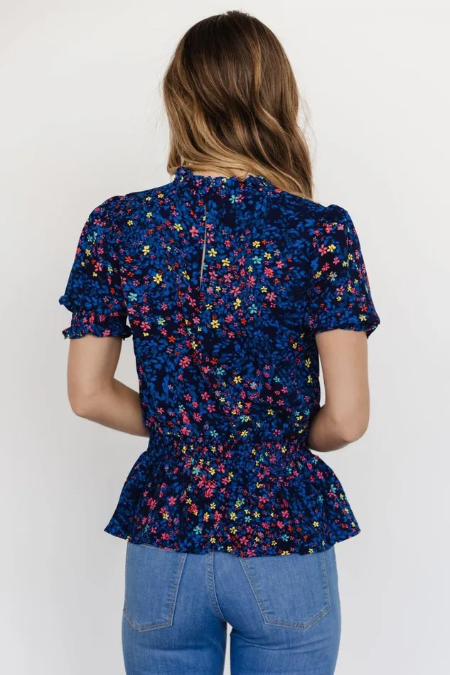 Women Beth Peplum Top Blue Multi Baltic Born Blouses and Shirts Women Beth Peplum Top Blue Multi Baltic Born Blouses and Shirts