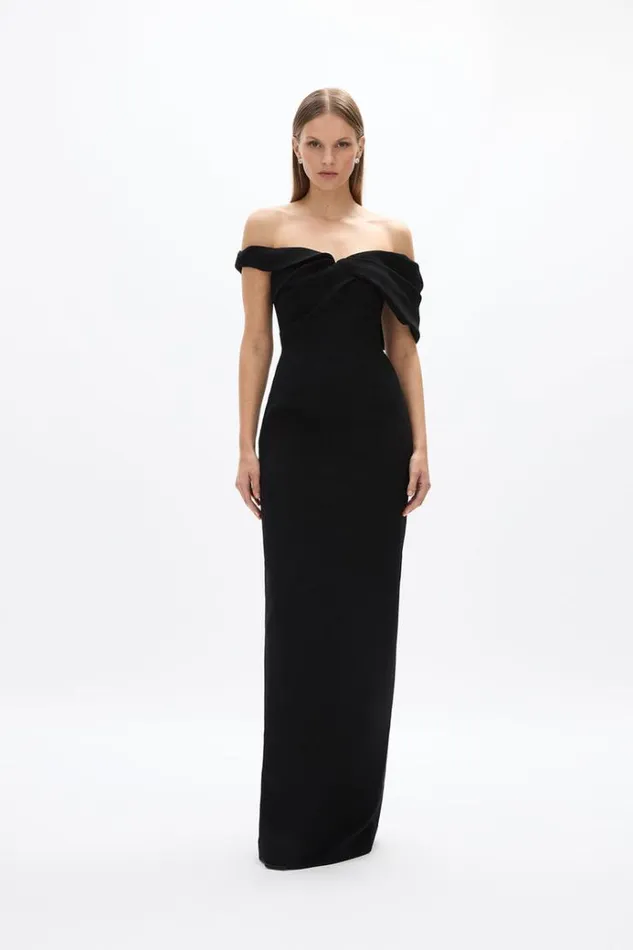 Women Black Dresses Rachel Gilbert Mattie Gown Black