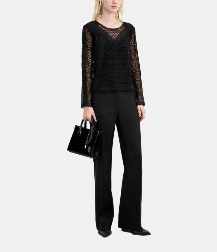 Women Black Guipure Top THE KOOPLES Blouses and Shirts