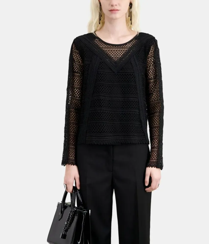 Women Black Guipure Top THE KOOPLES Blouses and Shirts