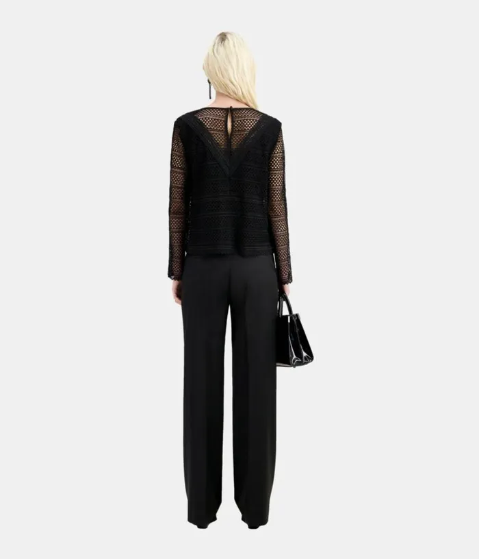 Women Black Guipure Top THE KOOPLES Blouses and Shirts