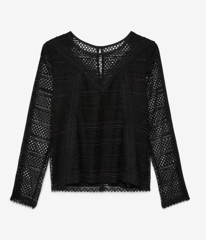 Women Black Guipure Top THE KOOPLES Blouses and Shirts