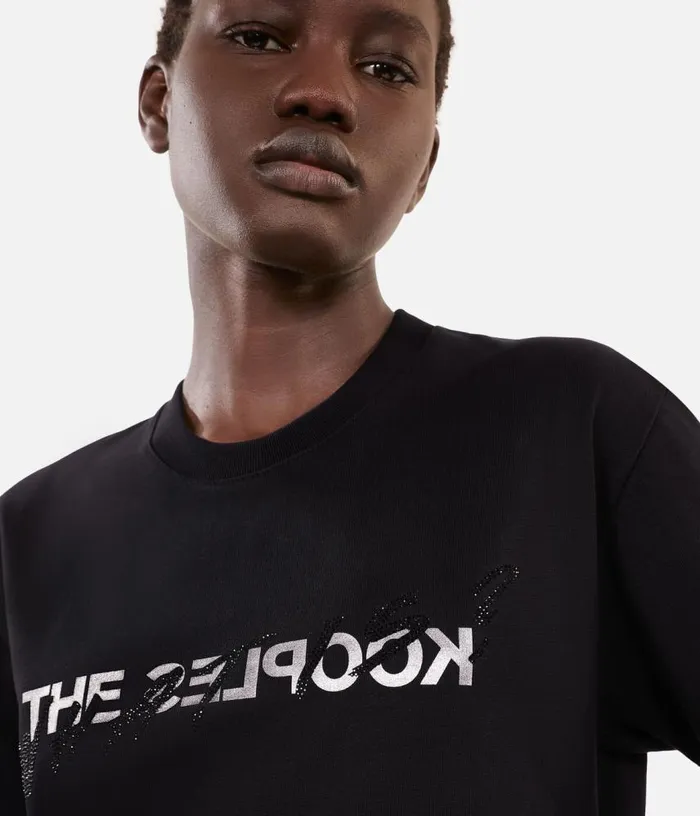 Women Black What Is Rhinestone Tshirt THE KOOPLES Tshirts