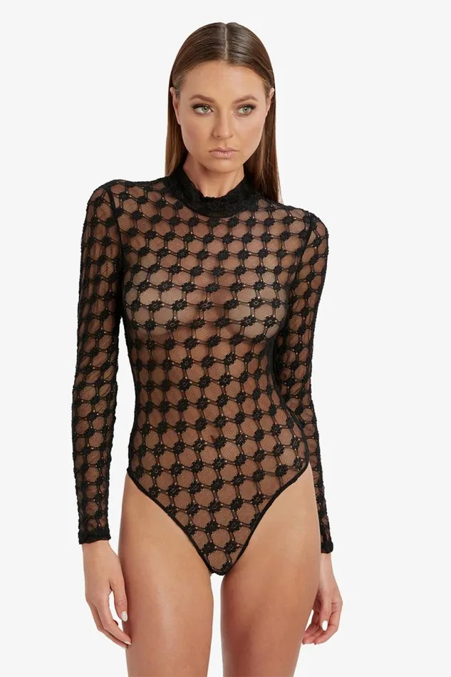 Women Bodysuits Bardot Adoni Mesh Bodysuit In Black Black Women Bodysuits Bardot Adoni Mesh Bodysuit In Black Black
