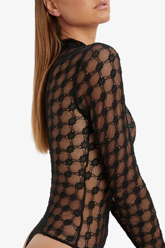 Women Bodysuits Bardot Adoni Mesh Bodysuit In Black Black Women Bodysuits Bardot Adoni Mesh Bodysuit In Black Black