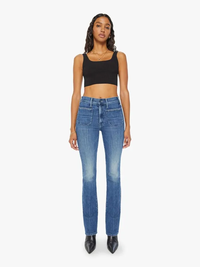 Women Bootcut Mother Denim The Patch Pocket Insider Sneak Blue