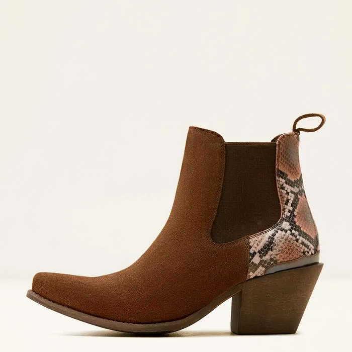 Women Booties Ariat Bradley Western Boot Coffee Suededesert Snake Print Women Booties Ariat Bradley Western Boot Coffee Suededesert Snake Print