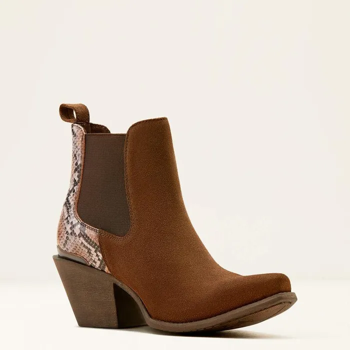 Women Booties Ariat Bradley Western Boot Coffee Suededesert Snake Print Women Booties Ariat Bradley Western Boot Coffee Suededesert Snake Print