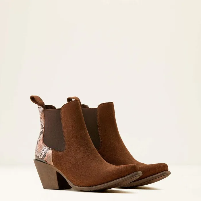 Women Booties Ariat Bradley Western Boot Coffee Suededesert Snake Print Women Booties Ariat Bradley Western Boot Coffee Suededesert Snake Print