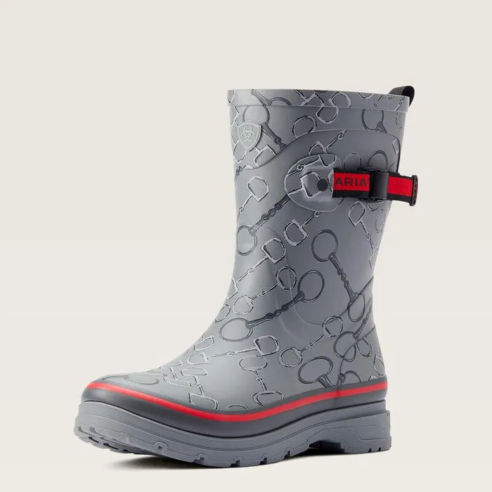 Women Booties Ariat Kelmarsh Mid Rubber Boot Grey Bit Print