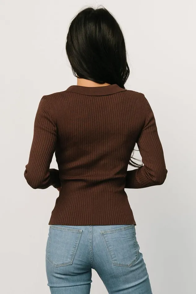Women Boston Ribbed Top Chocolate Baltic Born Blouses and Shirts Women Boston Ribbed Top Chocolate Baltic Born Blouses and Shirts