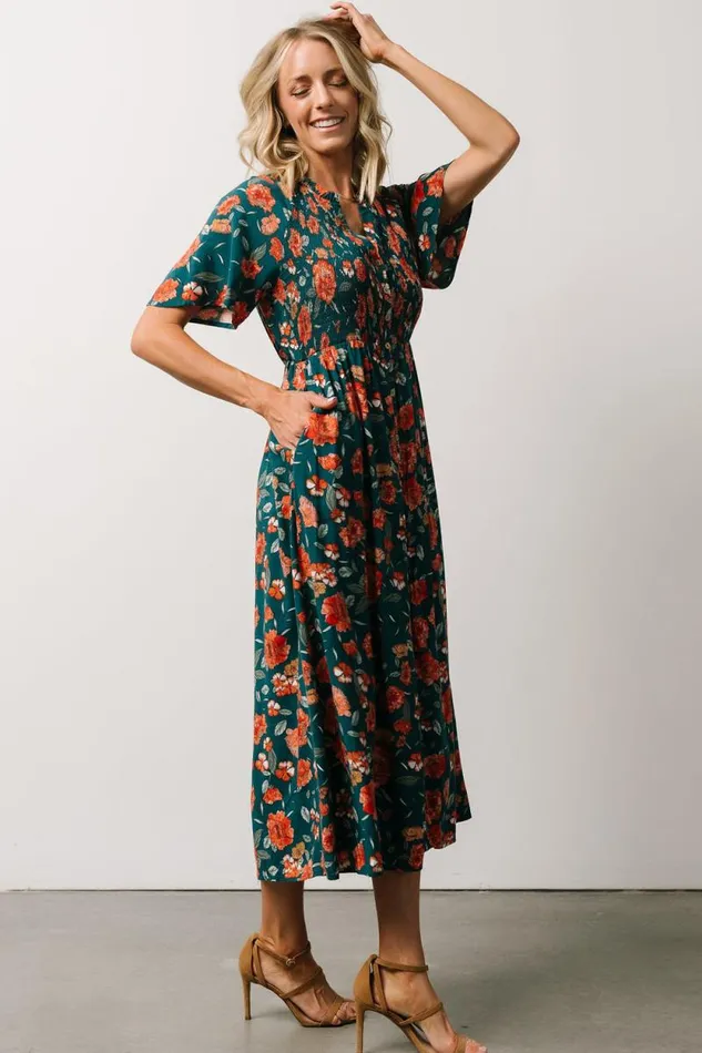 Women Botega Midi Dress Jade Multi Floral Baltic Born Midi Dresses Women Botega Midi Dress Jade Multi Floral Baltic Born Midi Dresses