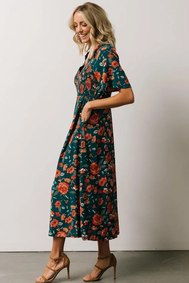 Women Botega Midi Dress Jade Multi Floral Baltic Born Midi Dresses Women Botega Midi Dress Jade Multi Floral Baltic Born Midi Dresses