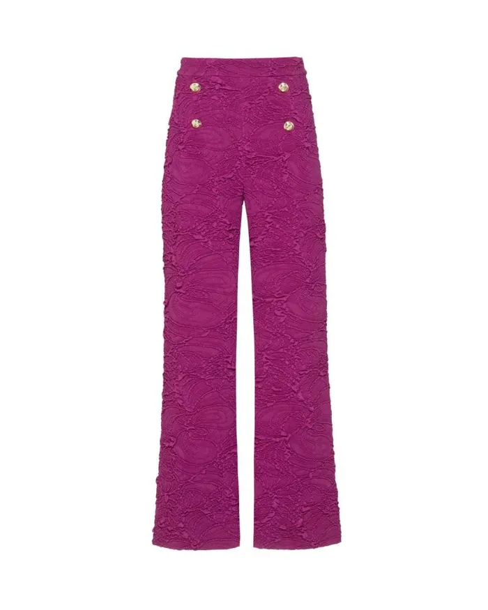 Women Bottoms PatBO Jacquard Flare Pants Raspberry