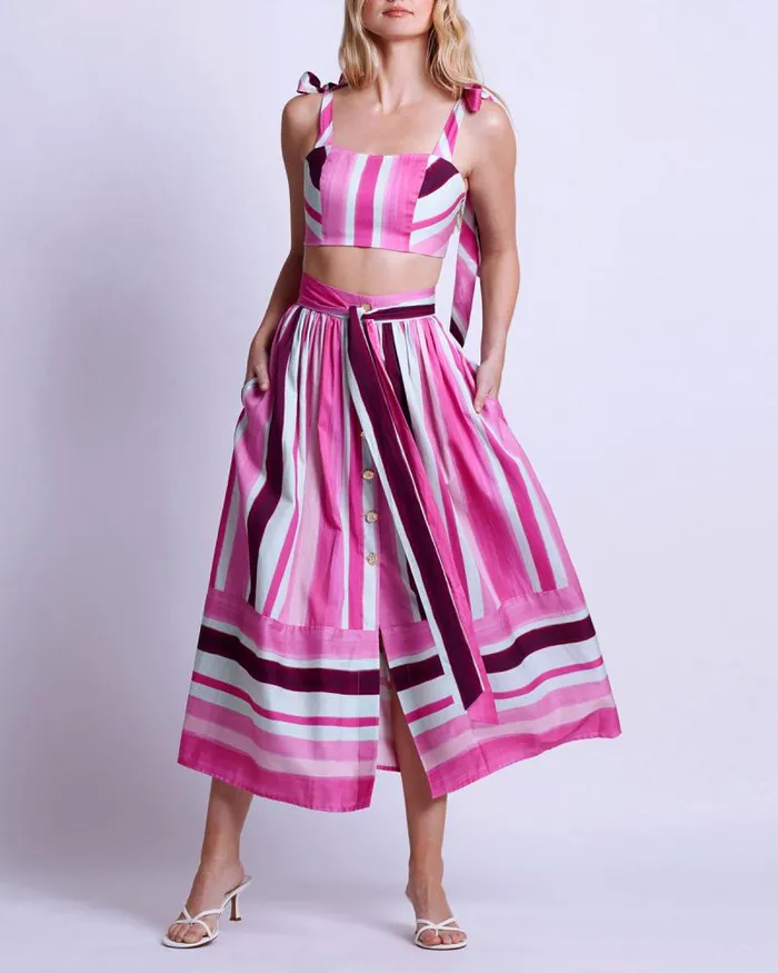 Women Bottoms PatBO Listra Cotton Midi Skirt FINAL SALE Magenta