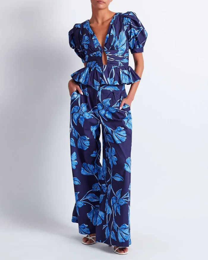 Women Bottoms PatBO Nightflower Wide Leg Pant FINAL SALE Indigo