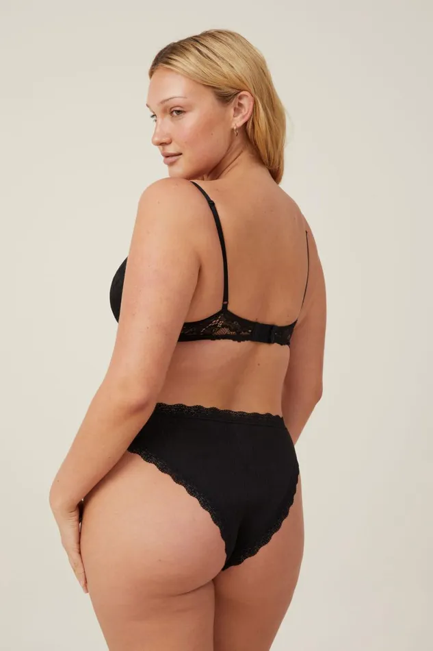 Women Bras Cotton On Everyday Lace Lightly Lined Bra Black