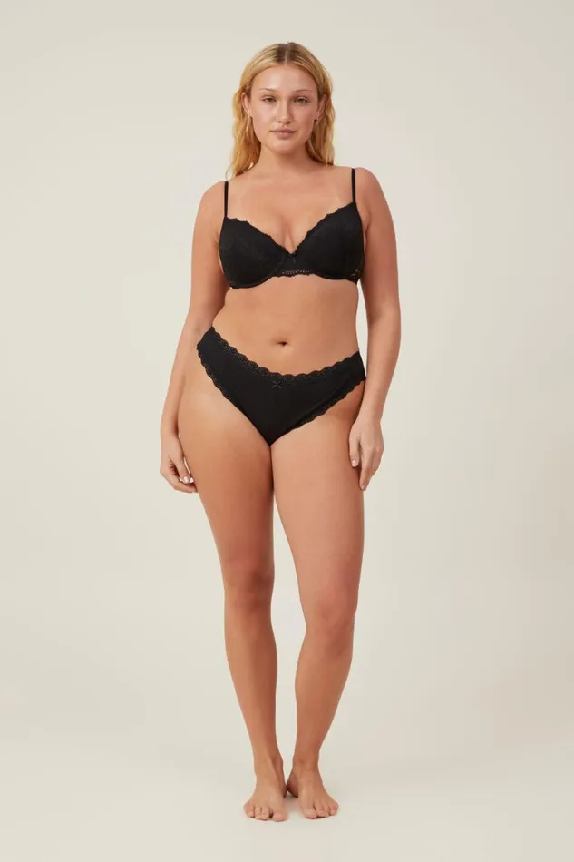 Women Bras Cotton On Everyday Lace Lightly Lined Bra Black