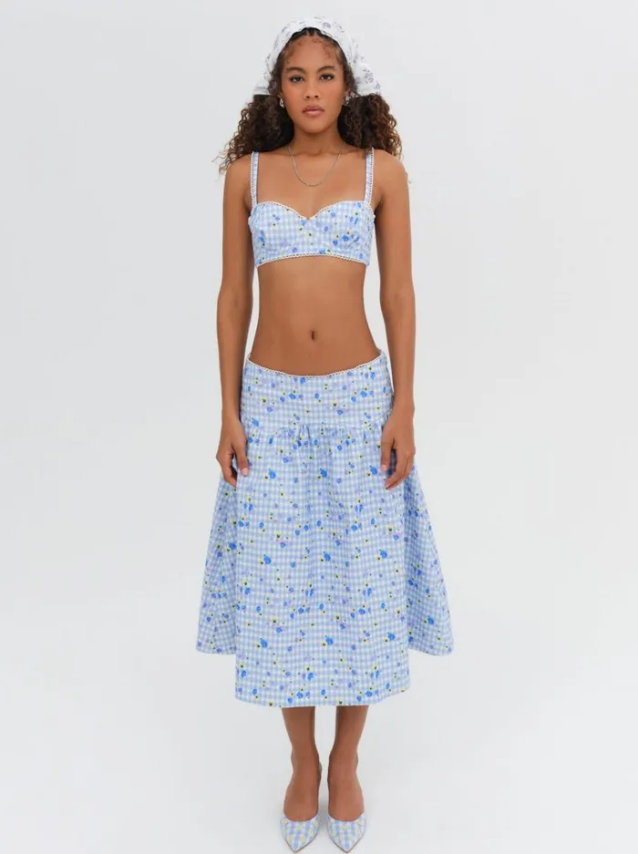 Women Brigitta Midi Skirt Blue For Love and Lemons Bottoms