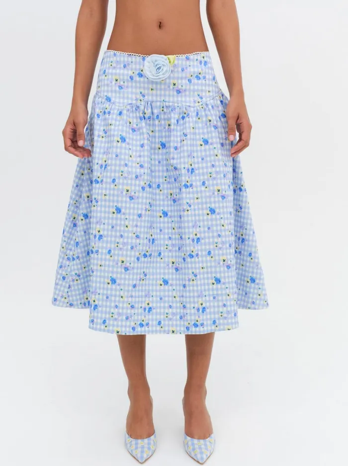 Women Brigitta Midi Skirt Blue For Love and Lemons Bottoms Women Brigitta Midi Skirt Blue For Love and Lemons Bottoms