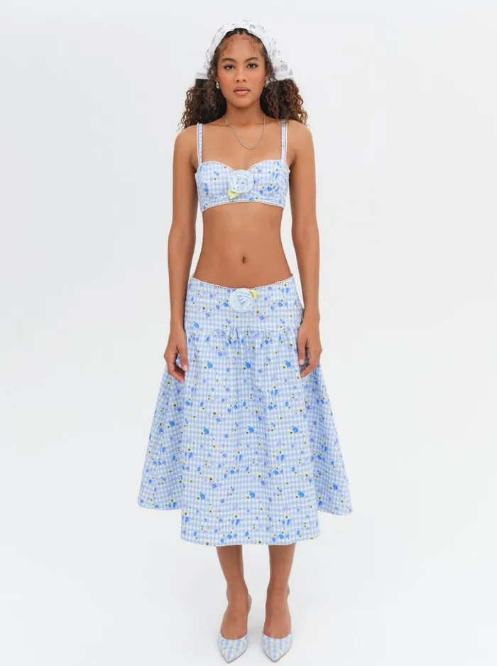 Women Brigitta Midi Skirt Blue For Love and Lemons Bottoms Women Brigitta Midi Skirt Blue For Love and Lemons Bottoms