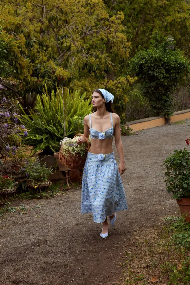 Women Brigitta Midi Skirt Blue For Love and Lemons Bottoms Women Brigitta Midi Skirt Blue For Love and Lemons Bottoms