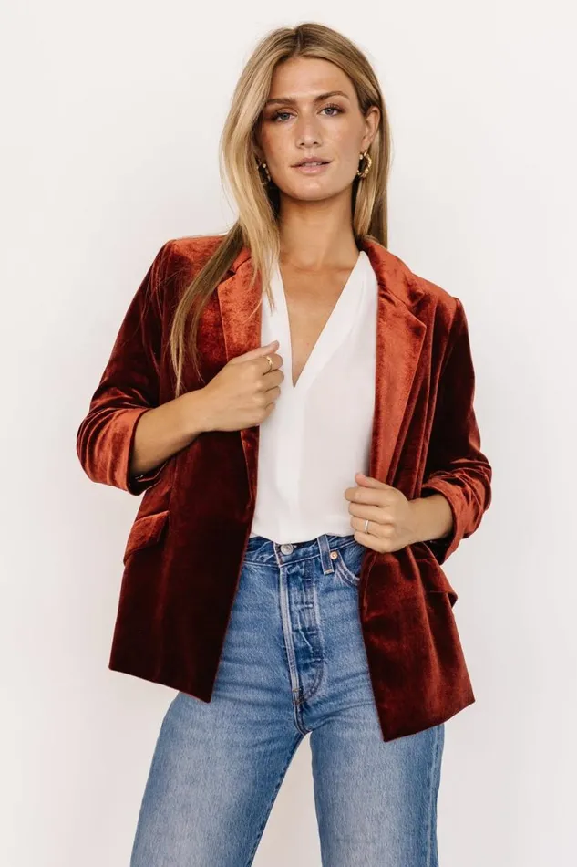 Women Brinton Velvet Blazer Cinnamon Baltic Born Outerwear