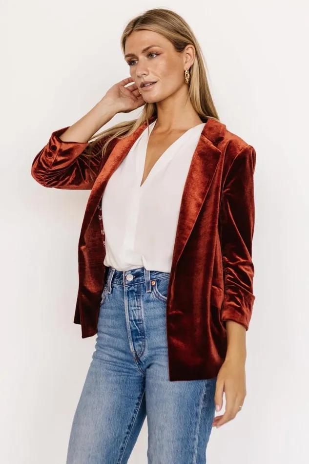 Women Brinton Velvet Blazer Cinnamon Baltic Born Outerwear Women Brinton Velvet Blazer Cinnamon Baltic Born Outerwear