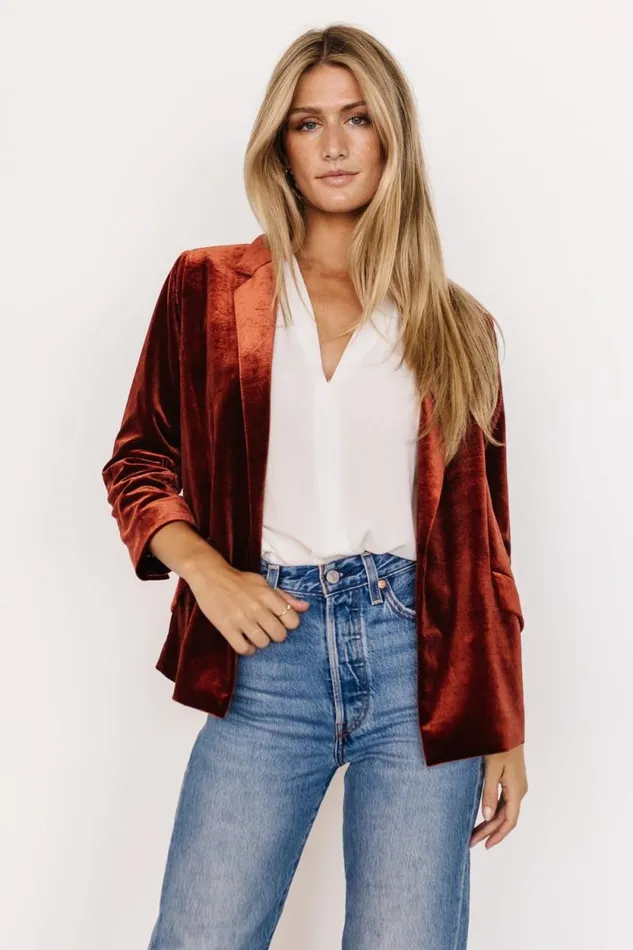 Women Brinton Velvet Blazer Cinnamon Baltic Born Outerwear Women Brinton Velvet Blazer Cinnamon Baltic Born Outerwear