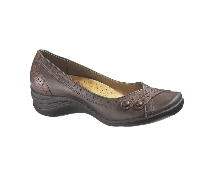 Women Burlesque Dark Brown Leather Walking Shoes Hush Puppies