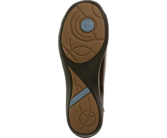 Women Burlesque Dark Brown Leather Walking Shoes Hush Puppies