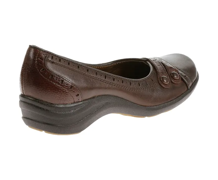 Women Burlesque Dark Brown Leather Walking Shoes Hush Puppies