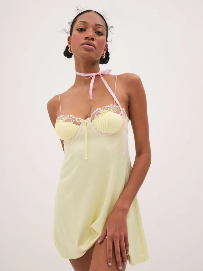 Women Buttercup Bunches Slip Dress Yellow For Love and Lemons Lingerie