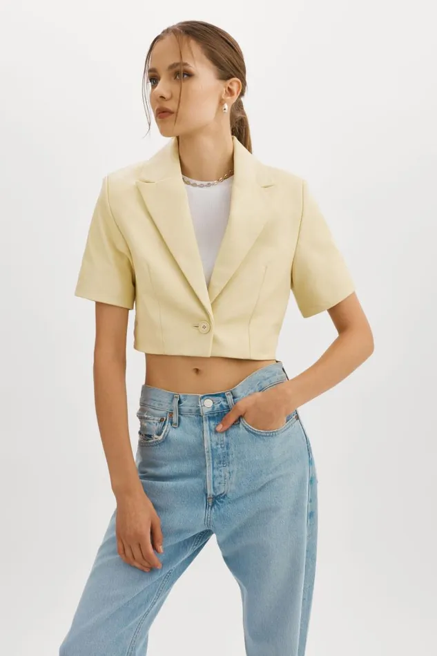 Women CALATEA Short Sleeve Blazer Buttermilk LAMARQUE Blazers
