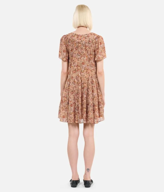 Women Camel Short Floral Print Dress THE KOOPLES Dresses and Jumpsuits
