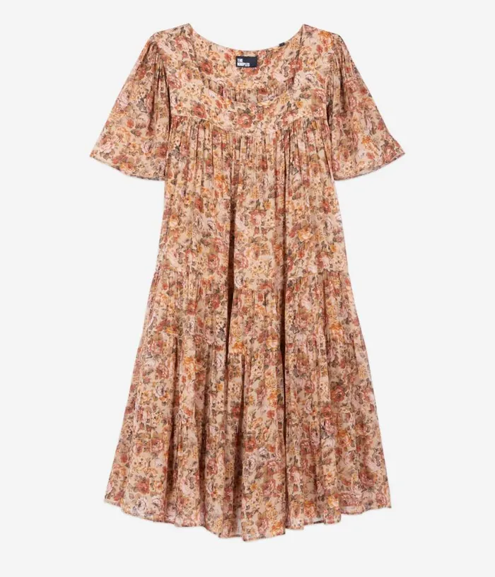 Women Camel Short Floral Print Dress THE KOOPLES Dresses and Jumpsuits