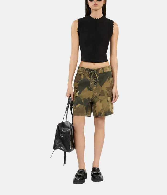 Women Camouflage Denim Shorts THE KOOPLES Skirts and Shorts
