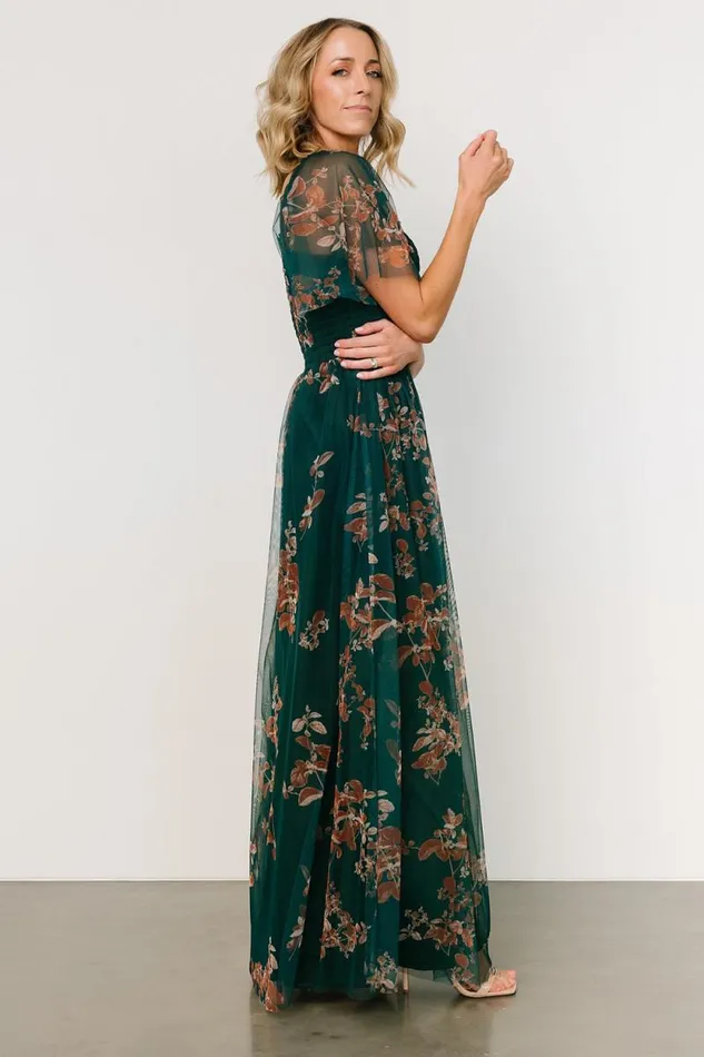Women Cassandra Tulle Maxi Dress Green Bronze Floral Baltic Born Tulle Styles Women Cassandra Tulle Maxi Dress Green Bronze Floral Baltic Born Tulle Styles