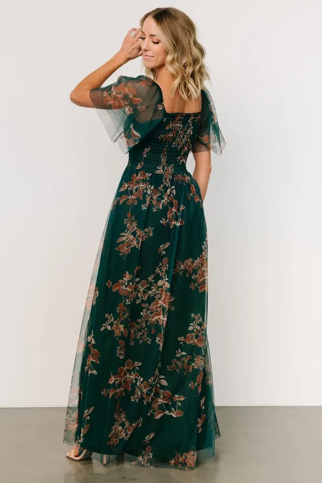 Women Cassandra Tulle Maxi Dress Green Bronze Floral Baltic Born Tulle Styles Women Cassandra Tulle Maxi Dress Green Bronze Floral Baltic Born Tulle Styles