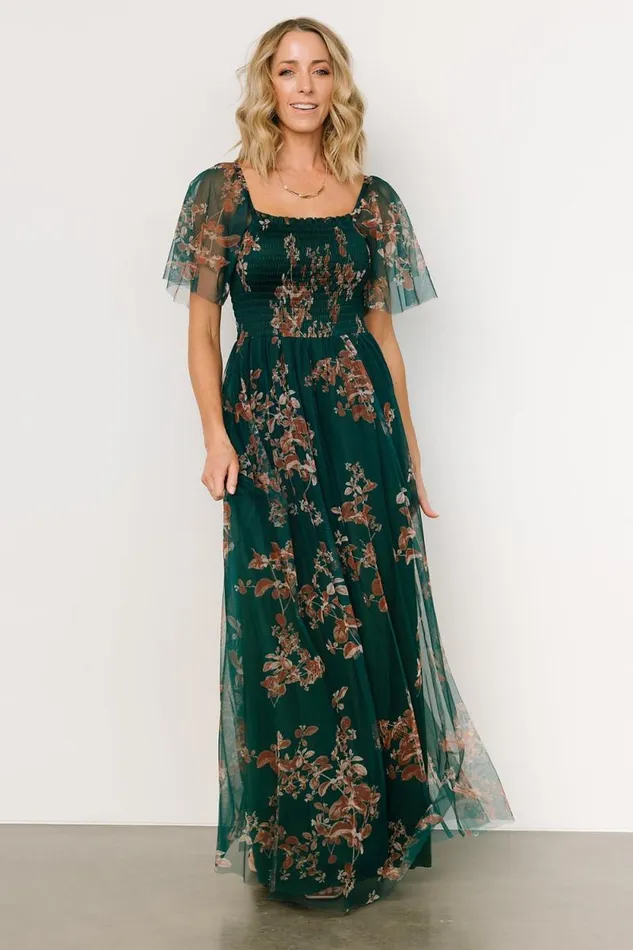 Women Cassandra Tulle Maxi Dress Green Bronze Floral Baltic Born Tulle Styles Women Cassandra Tulle Maxi Dress Green Bronze Floral Baltic Born Tulle Styles