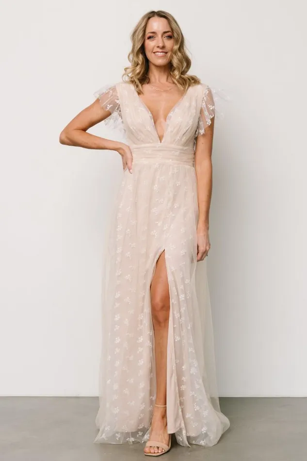 Women Caterina Tulle Maxi Dress Natural White Baltic Born Tulle Styles