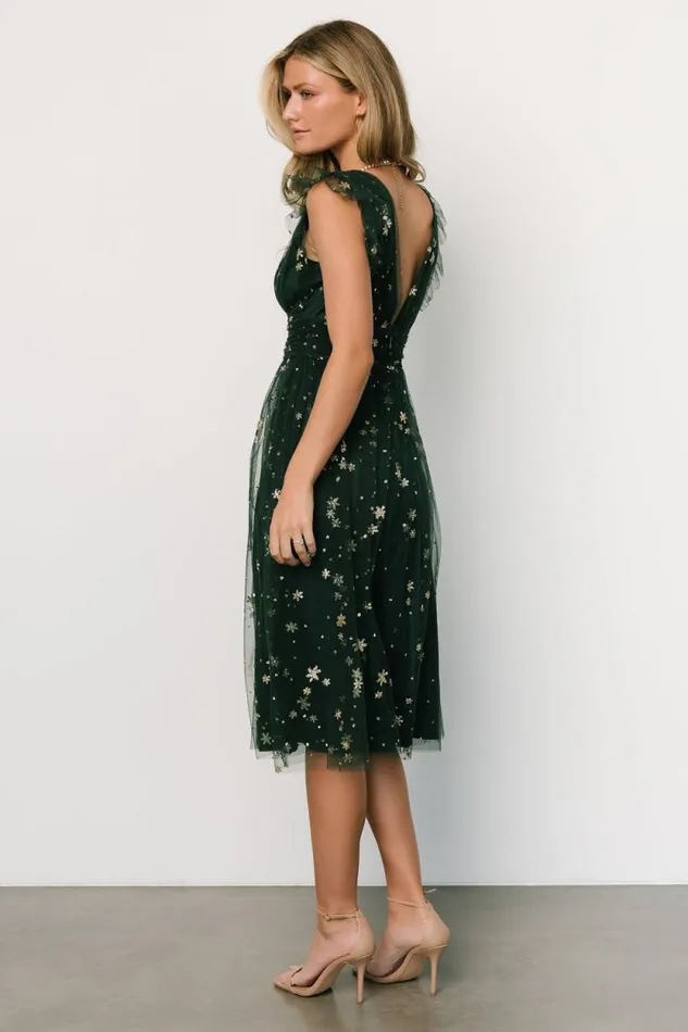 Women Chiara Shimmer Midi Dress Green Gold Baltic Born Embellished and Sequined Women Chiara Shimmer Midi Dress Green Gold Baltic Born Embellished and Sequined