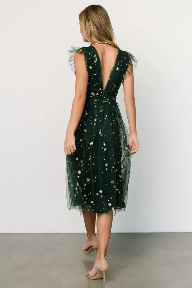 Women Chiara Shimmer Midi Dress Green Gold Baltic Born Embellished and Sequined Women Chiara Shimmer Midi Dress Green Gold Baltic Born Embellished and Sequined