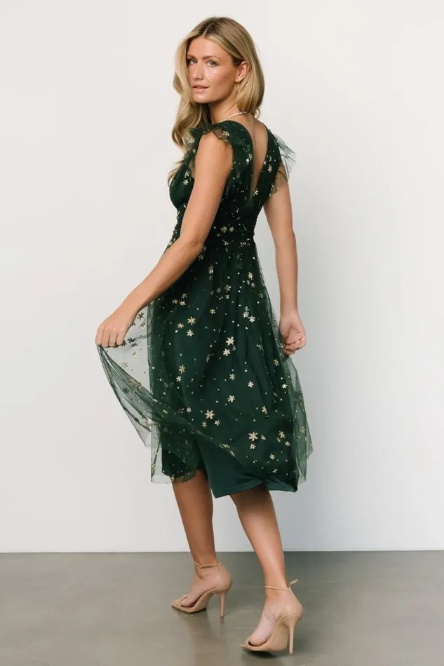 Women Chiara Shimmer Midi Dress Green Gold Baltic Born Embellished and Sequined Women Chiara Shimmer Midi Dress Green Gold Baltic Born Embellished and Sequined