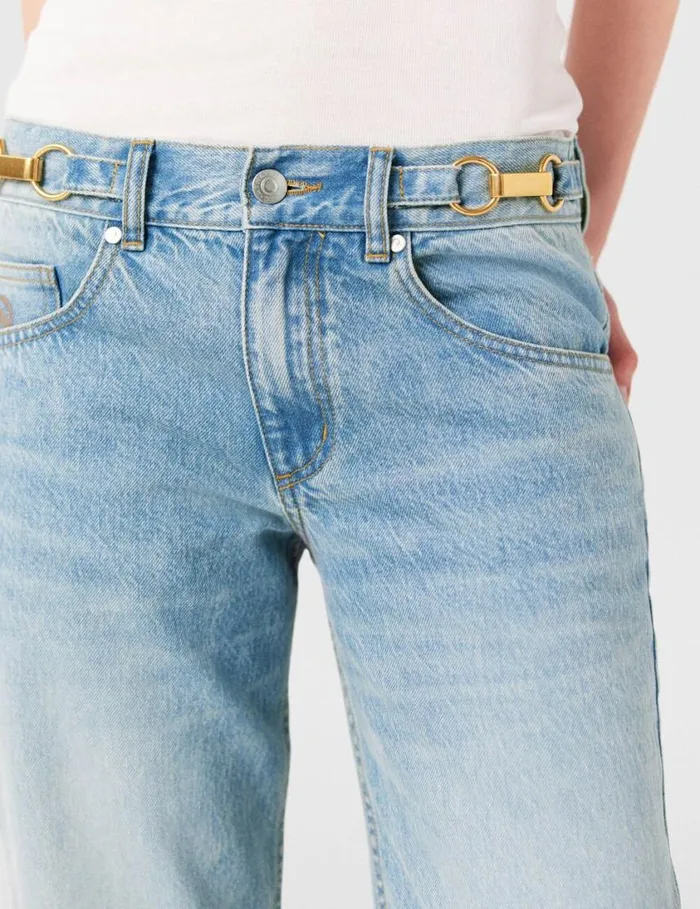 Women ClaspEmbellished LowRise Flared Jeans Vintage Wash Blue Denim Stella McCartney Pants And Shorts Women ClaspEmbellished LowRise Flared Jeans Vintage Wash Blue Denim Stella McCartney Pants And Shorts