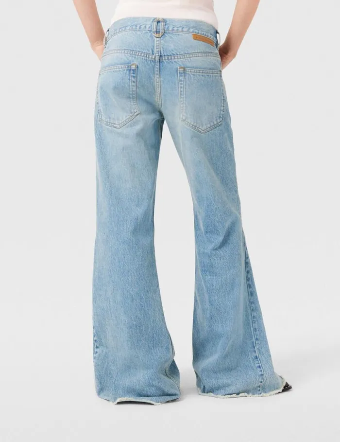 Women ClaspEmbellished LowRise Flared Jeans Vintage Wash Blue Denim Stella McCartney Pants And Shorts Women ClaspEmbellished LowRise Flared Jeans Vintage Wash Blue Denim Stella McCartney Pants And Shorts