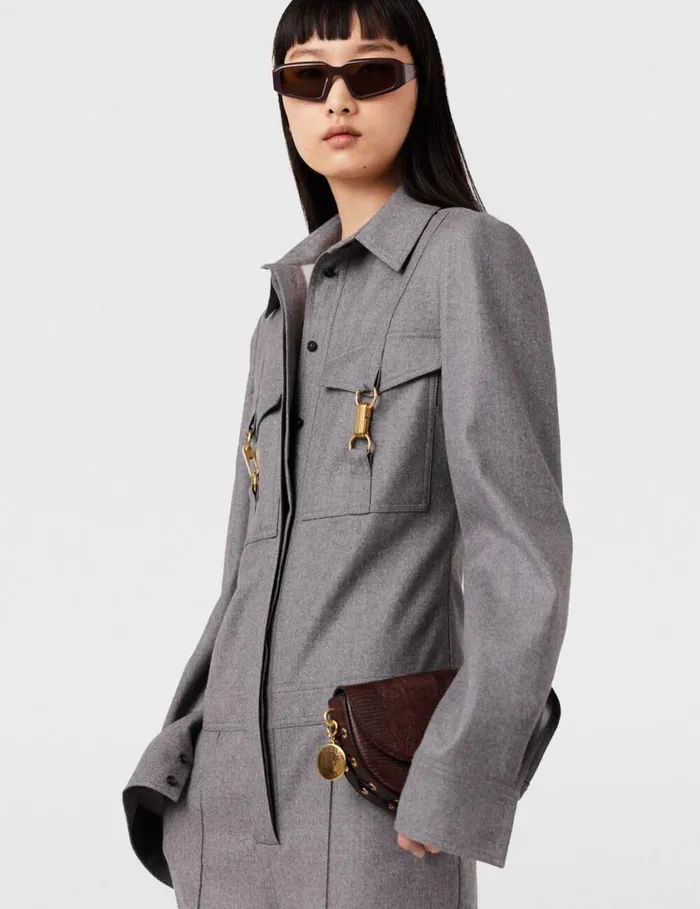 Women ClaspEmbellished Wool Jumpsuit Light Grey Melange Stella McCartney Jumpsuits Women ClaspEmbellished Wool Jumpsuit Light Grey Melange Stella McCartney Jumpsuits